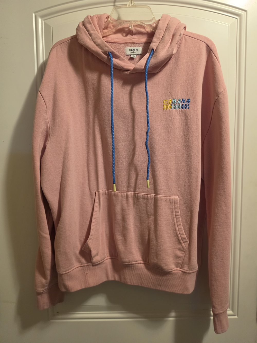 crown & ivy Cabana Cozy Pink Hoodie with Blue Accents